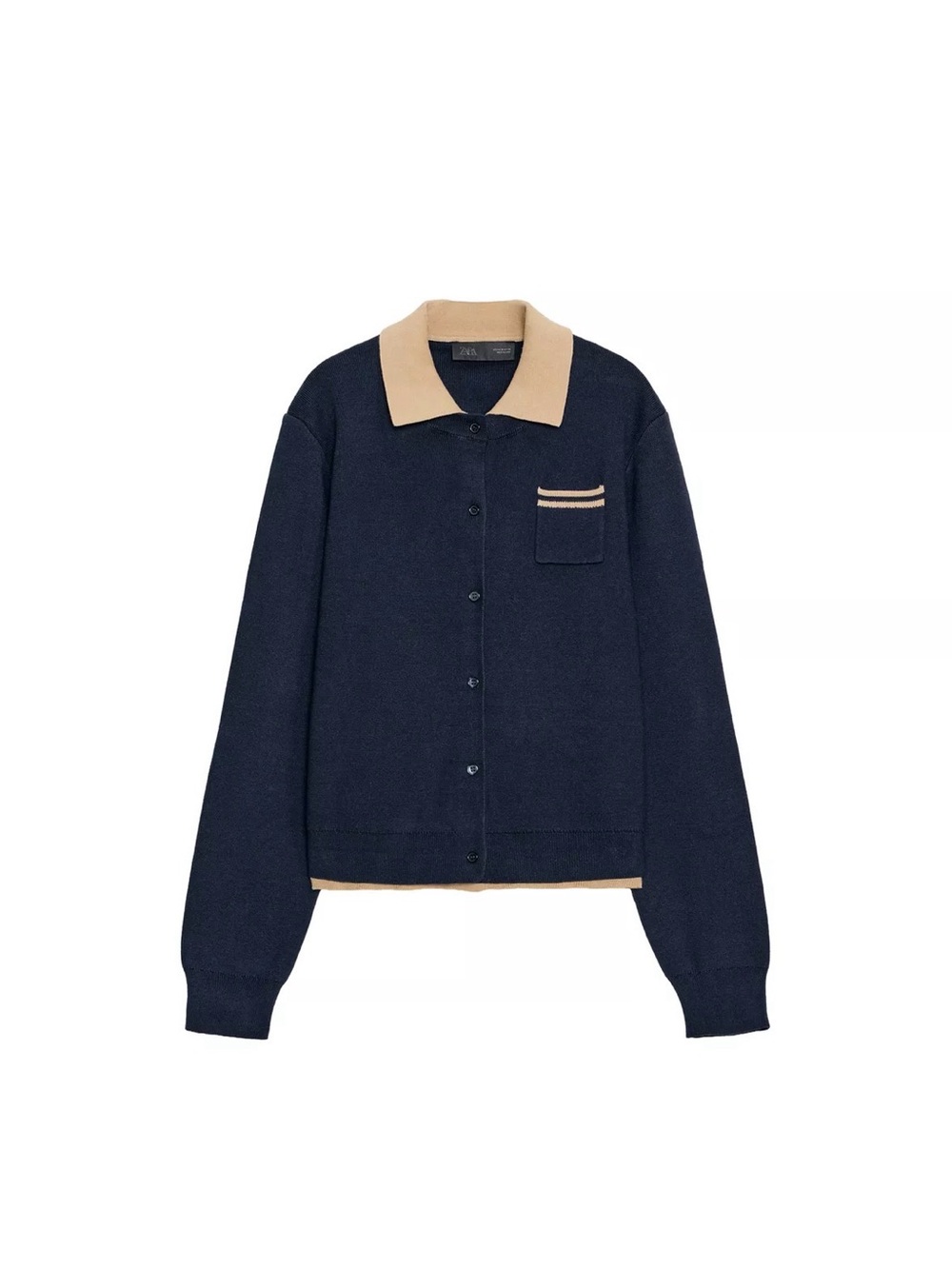 Zara | Contrast Double Layer Knit Polo Cardigan | Size: S